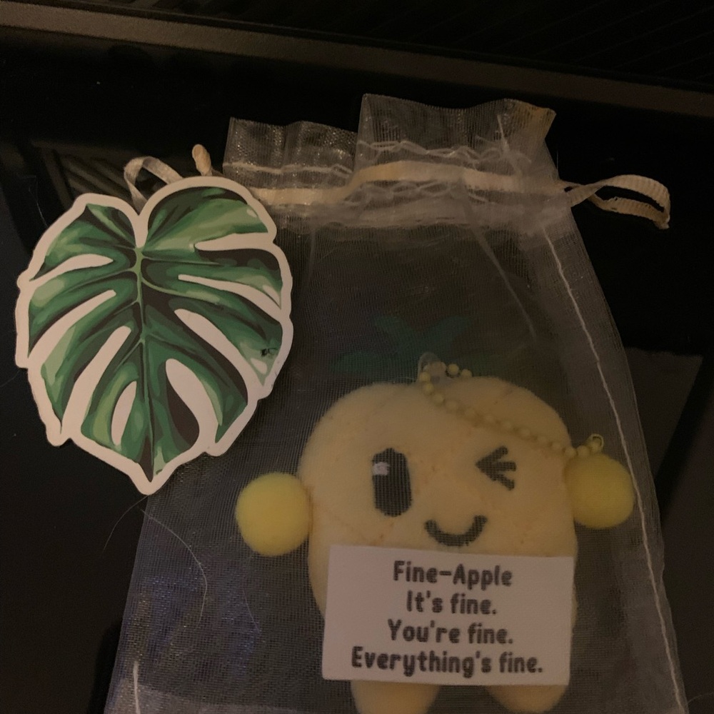 Cute Pineapple Plush with Leaf Sticker
